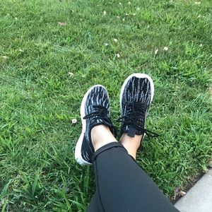 Black and white Flyknit Style slip on Sneakers✨